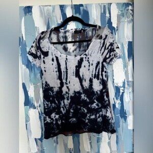 Ogle Navy and White Tie Dye Shirt - T Shirts for Women - Short Sleeve Shirts